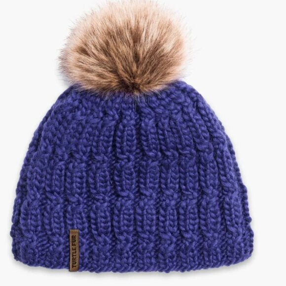 Turtle Fur Cable Knit Fifi Faux Fur Pom Hat - Picture 1 of 7